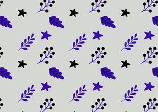 紫色植物星星图案背景