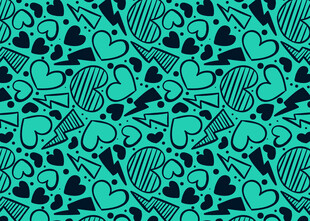 青绿色心形花纹图案