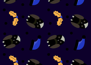 深蓝色背景卡通图案无缝纹理