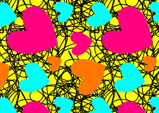 多彩心形几何图案背景