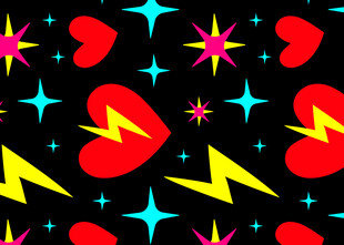 爱心闪电星星图案背景