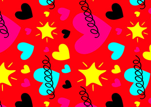 多彩爱心星星图案背景