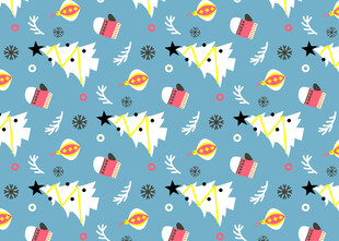 蓝色卡通图案无缝背景图