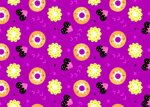 紫色背景花朵图案设计