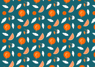 橙色水果树叶图案背景