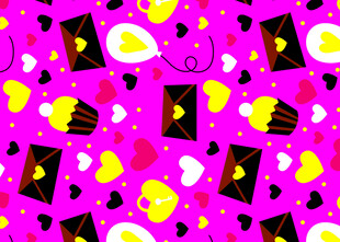 粉色背景趣味卡通图案