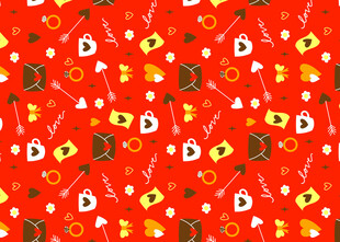 红色节日元素无缝图案