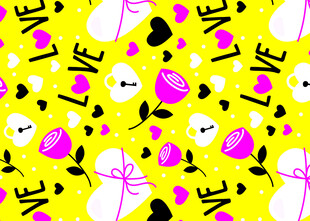 黄色背景多彩图案装饰图