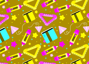 多彩文具几何图案背景