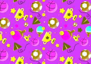 紫色背景多彩卡通图案