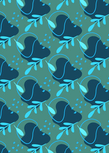 蓝绿小鸟图案无缝背景