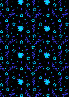 蓝黑渐变花朵图案背景