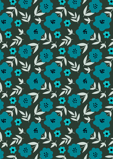 蓝绿花卉图案背景纹理