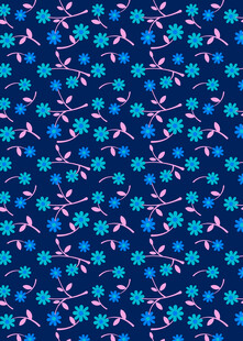 蓝色花卉图案布料纹理