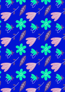 蓝底花卉昆虫图案设计