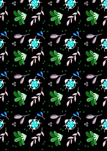 黑色底花卉图案纹理