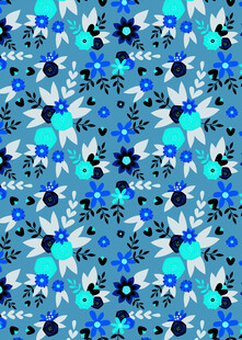 蓝调花卉图案纹理设计