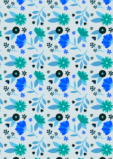 蓝绿花卉图案无缝背景