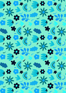 蓝绿色调海洋元素花纹图案