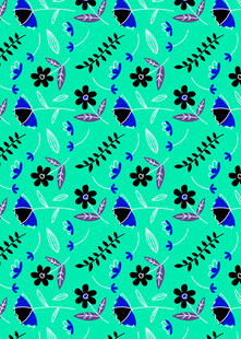 蓝绿底色花朵图案背景