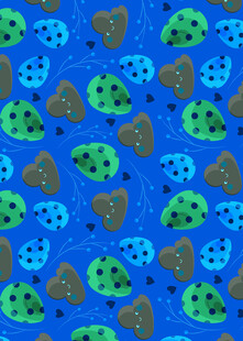 蓝色背景瓢虫图案纹理