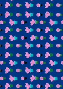 蓝色底粉色花朵图案背景