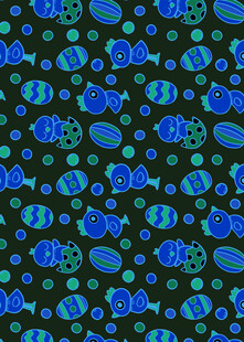 蓝色海洋风鱼形图案背景