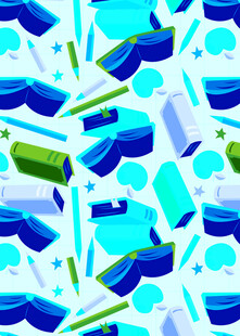 蓝绿几何图案无缝背景图