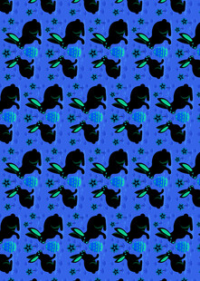 蓝色背景黑猫图案纹理