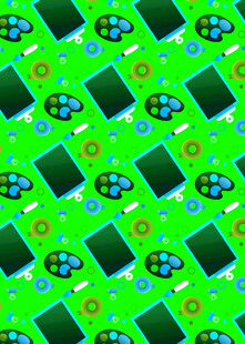 绿色背景电子产品图案