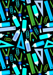 多彩文具图案背景