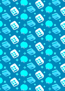 蓝色卡通冰箱图案无缝背景