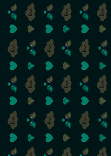 深绿底多彩叶子图案背景