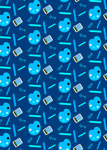 蓝色花卉几何图案背景