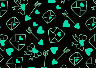 绿色爱心箭头无缝图案