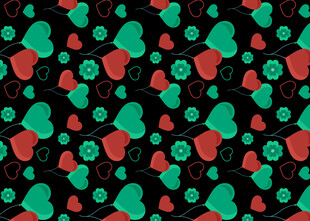 红绿卡通图案无缝背景