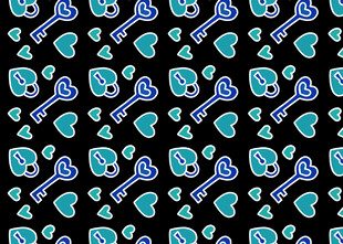 骷髅钥匙爱心图案背景