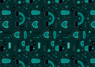 蓝绿机械风无缝图案背景