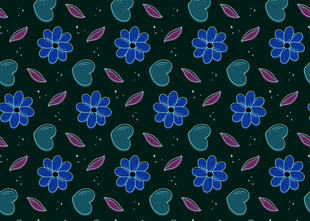 蓝绿花卉图案背景