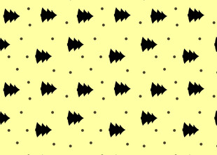 黄色底黑色小树图案背景