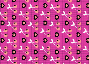 粉色背景飞鸟豹纹图案