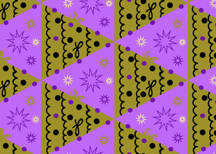 紫色几何花卉拼接图案
