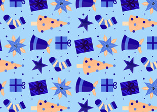 蓝色节日元素无缝图案