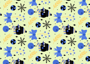 蓝黄相间可爱图案背景