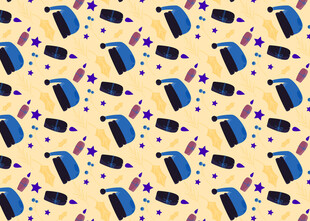 卡通风格毕业元素无缝图案