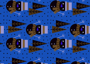 蓝色背景的图案化旗帜设计