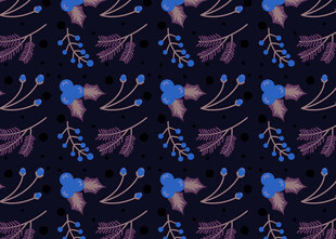 深蓝色花卉图案背景纹理