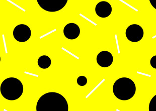黄底黑圆白点几何图案