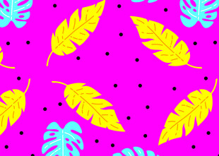 粉色背景热带叶波点图案