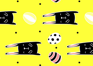 黄色背景的多彩足球图案